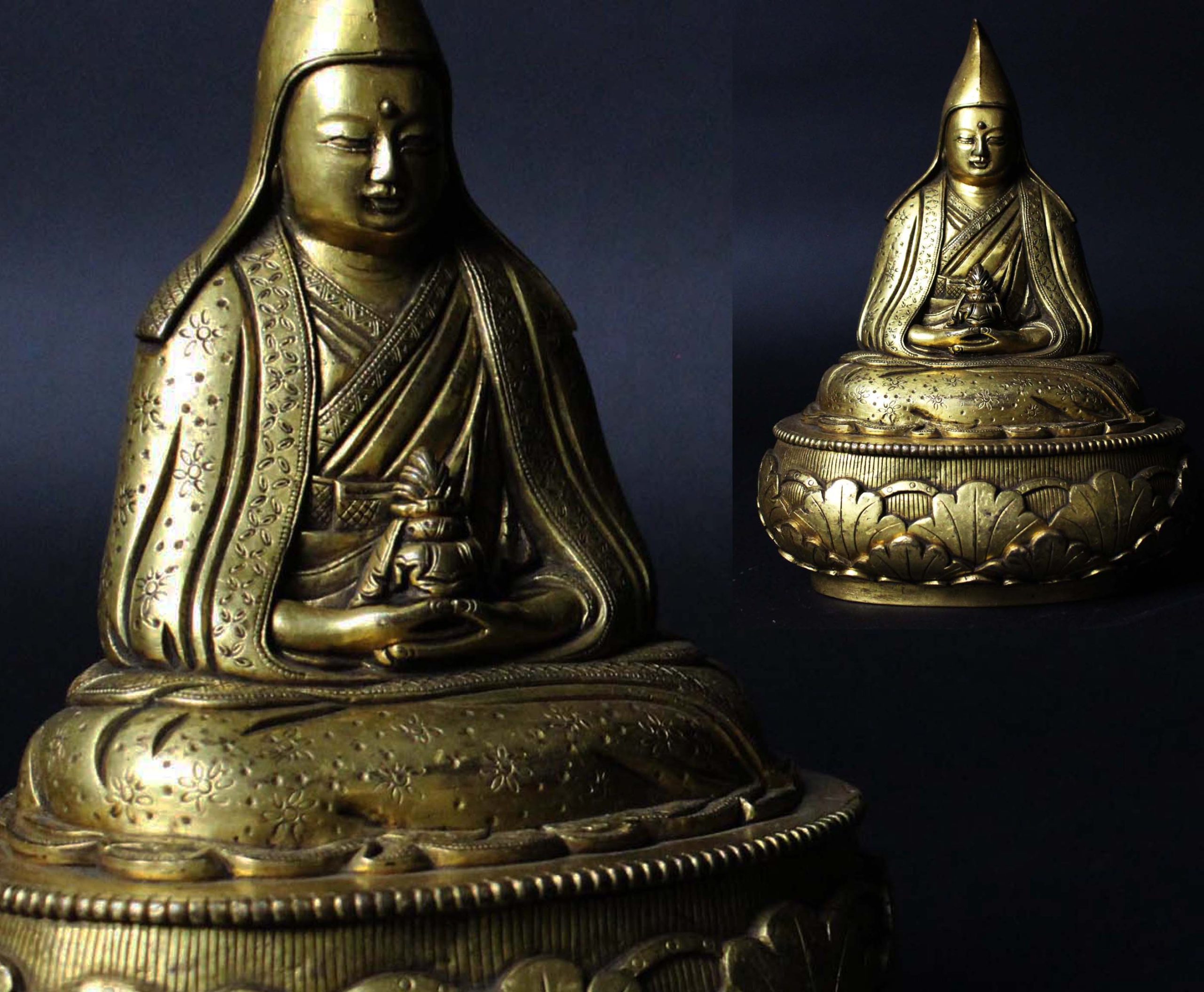 秘蔵中国清代 チベット寺院で純銅を収める純手作り彩色モザイク玉蒔絵 